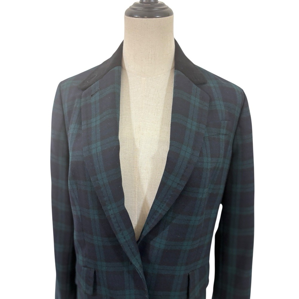 Talbots Green Black Plaid Blazer Wool Sz 8 Heritage Holiday Christmas‎